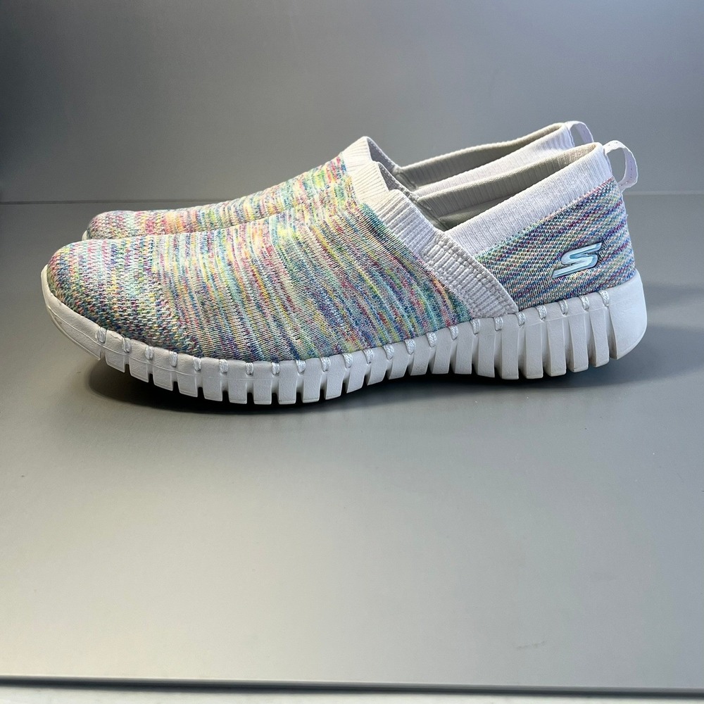 Skechers GoWalk Smart Women 11 rainbow pastel Slip On Sneakers comfort shoe flat